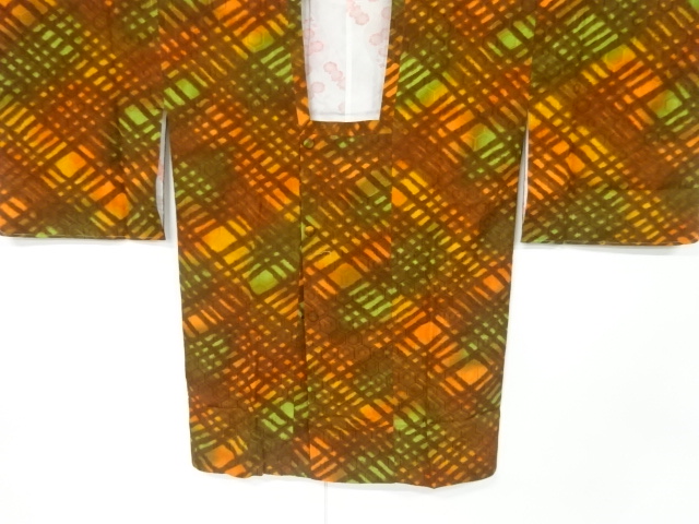 JAPANESE KIMONO / VINTAGE MICHIYUKI COAT / DIAGONAL GRID